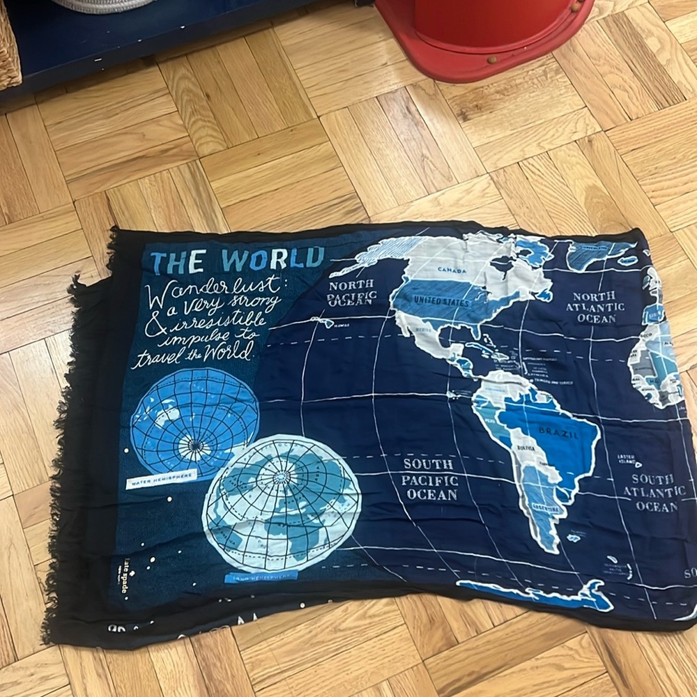 Kate Spade Accessories - Scarf blue and white map of the world